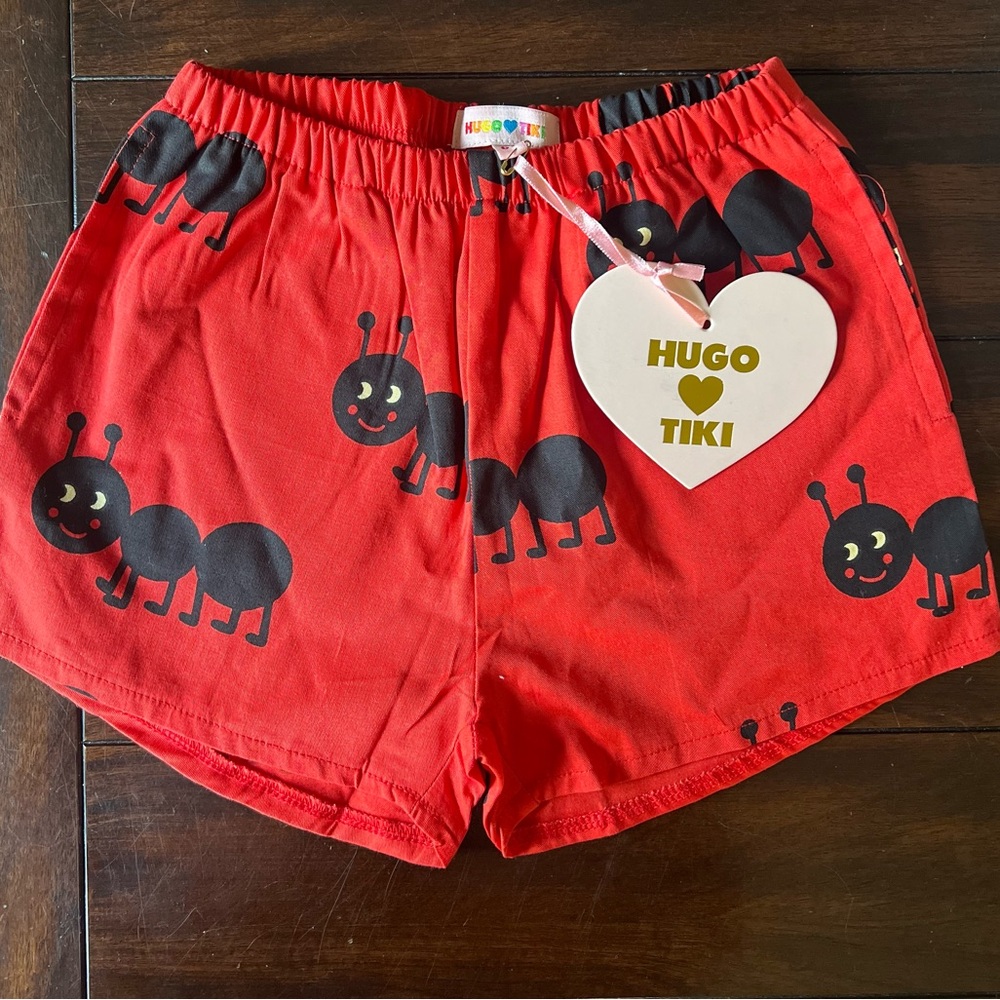 HUGO LOVES TIKI - woven pull on shorts ( ants)- 6T